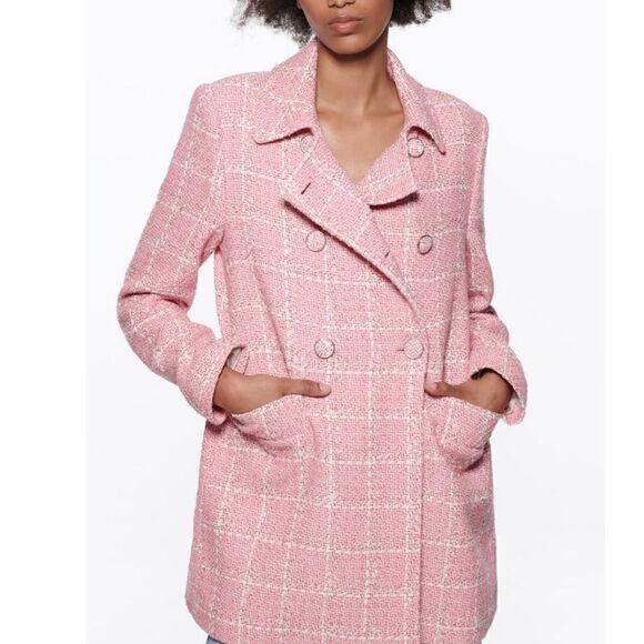 NWT Zara Textured Plaid Coat - Picture 2 of 15